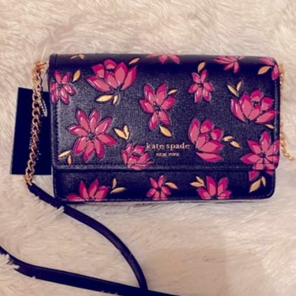 Kate Spade Morgan Winter Blooms Embossed Leather Flap Crossbody - Picture 3 of 5